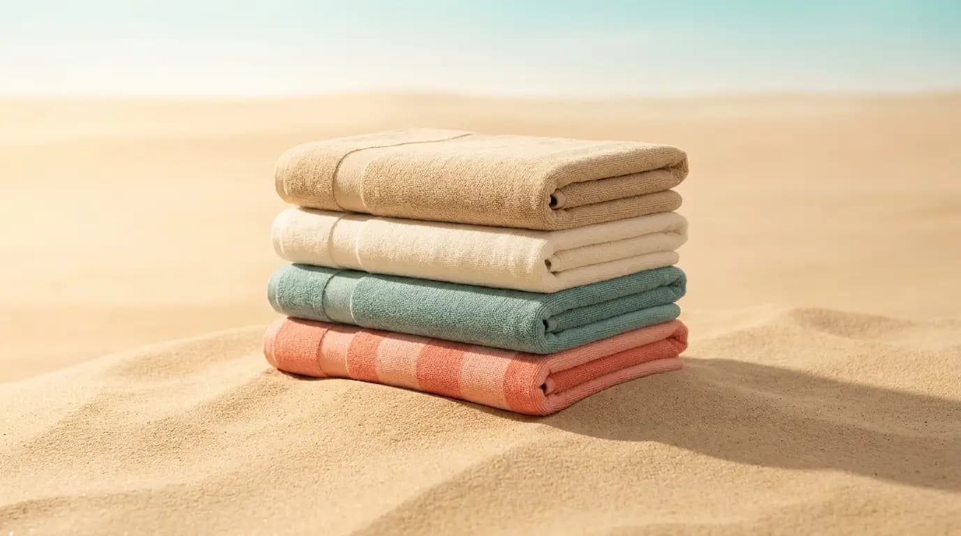 Beach towel set (4) on the sand