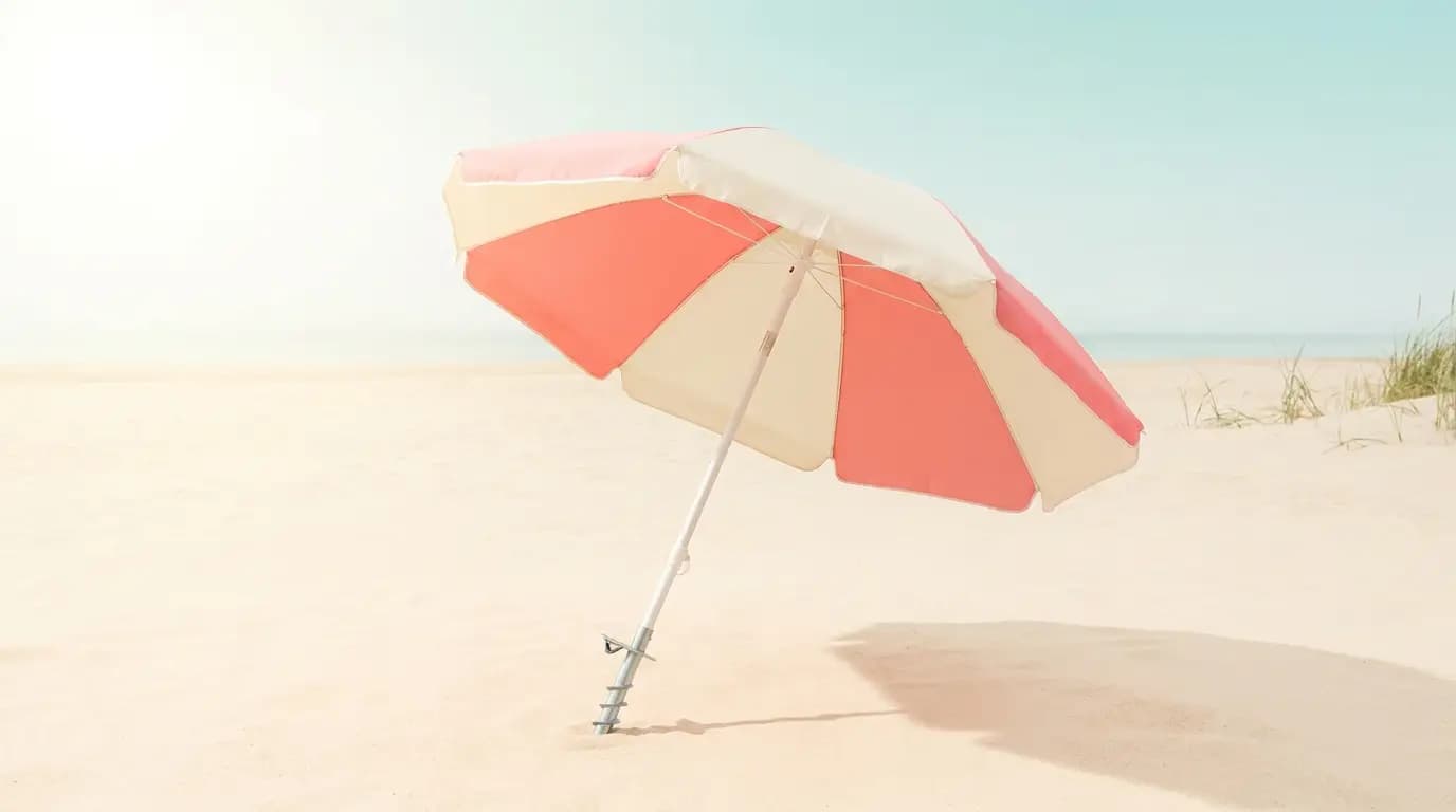 Beach umbrella on the sand