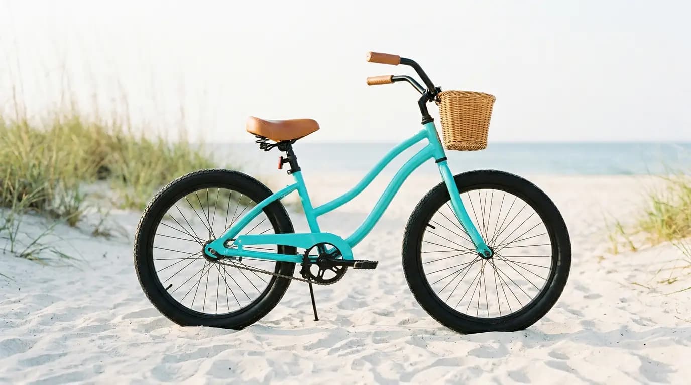Kids’ cruiser bike on the sand