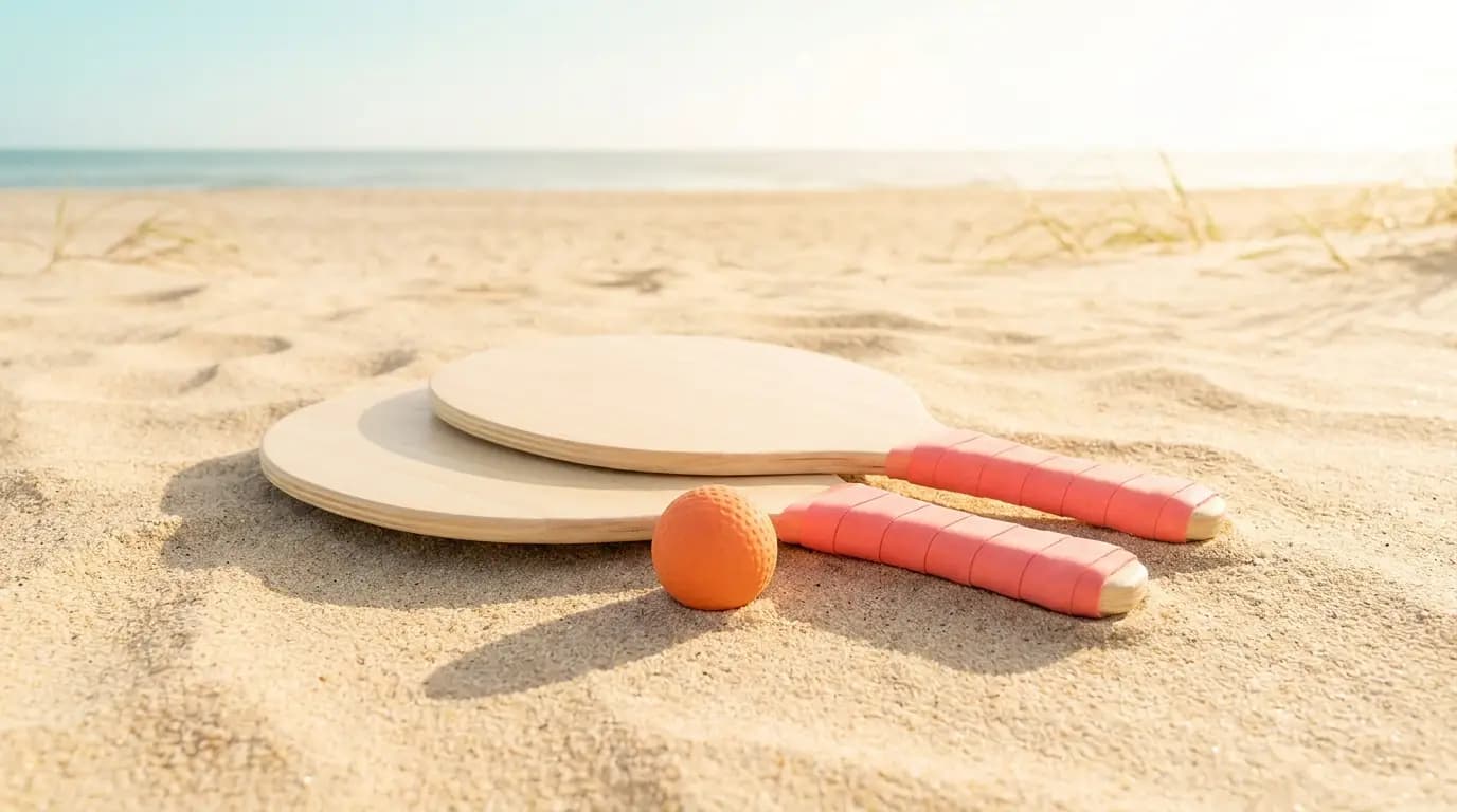 Paddleball set on the sand